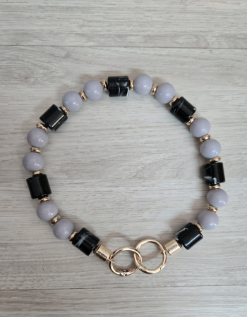 imagem Alça de Bola de Resina - CINZA COM PRETO MESCLADO