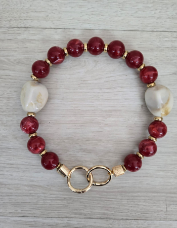 imagem Alça de Bola de Resina - Vinho com bege mesclado 44 cm 