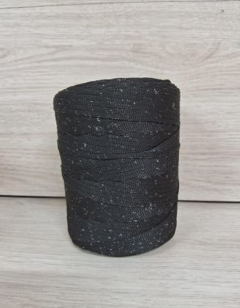 imagem Fio de Poliéster Preto com lurex prata 3mm