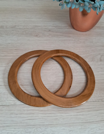 imagem Par de Alça de Acrilica Redonda cor madeira 