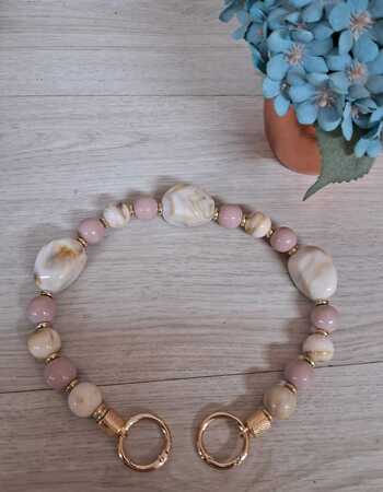 imagem Alça de Bola de resina - Bege com rosê