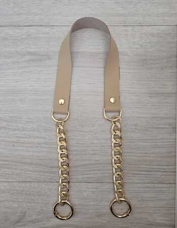 imagem Alça de Couro com Corrente 55cm Bege
