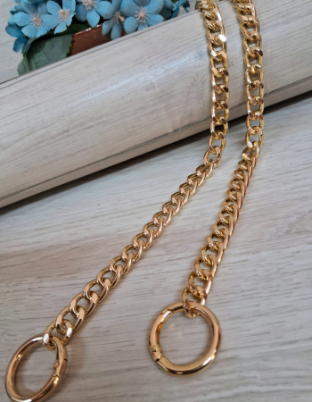 imagem Corrente Grossa modelo lixada Com Mosquetão de Coração - Dourada